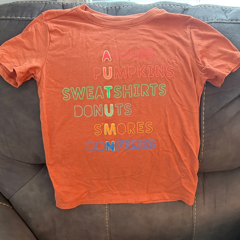 Cat & Jack Orange Short-Sleeve Graphic Tee - Fall Words